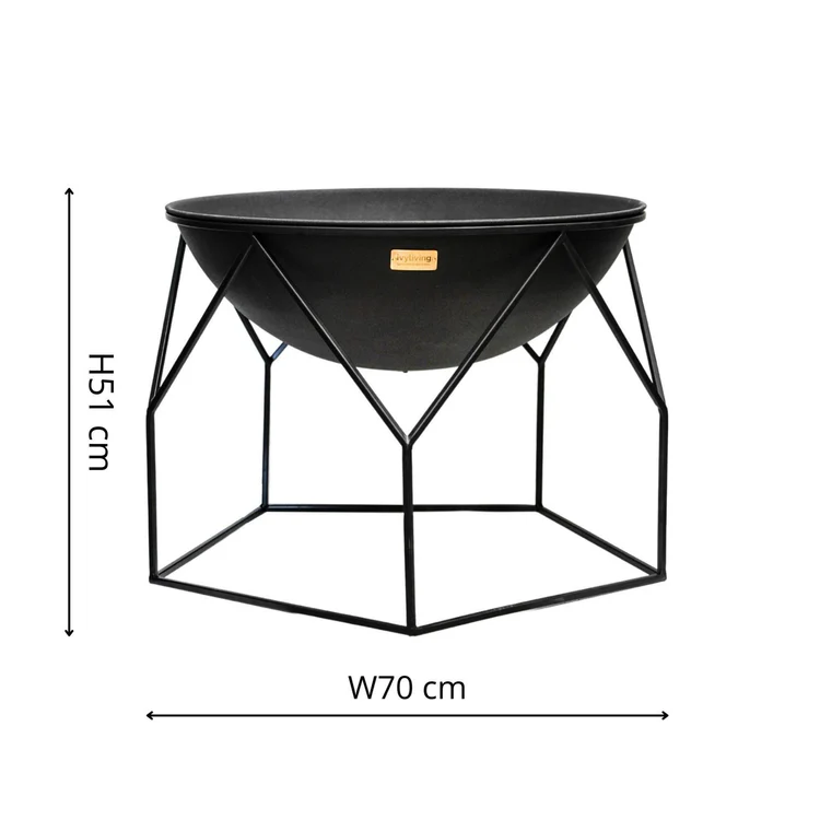 Buckingham Fire Bowl Black Iron 70cm - Image 4