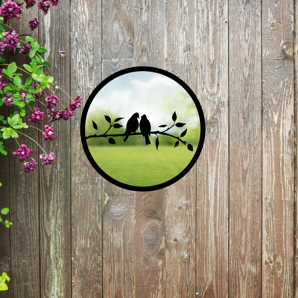 Two Little Bird SunCatcher Round Garden Mirror - Image 2