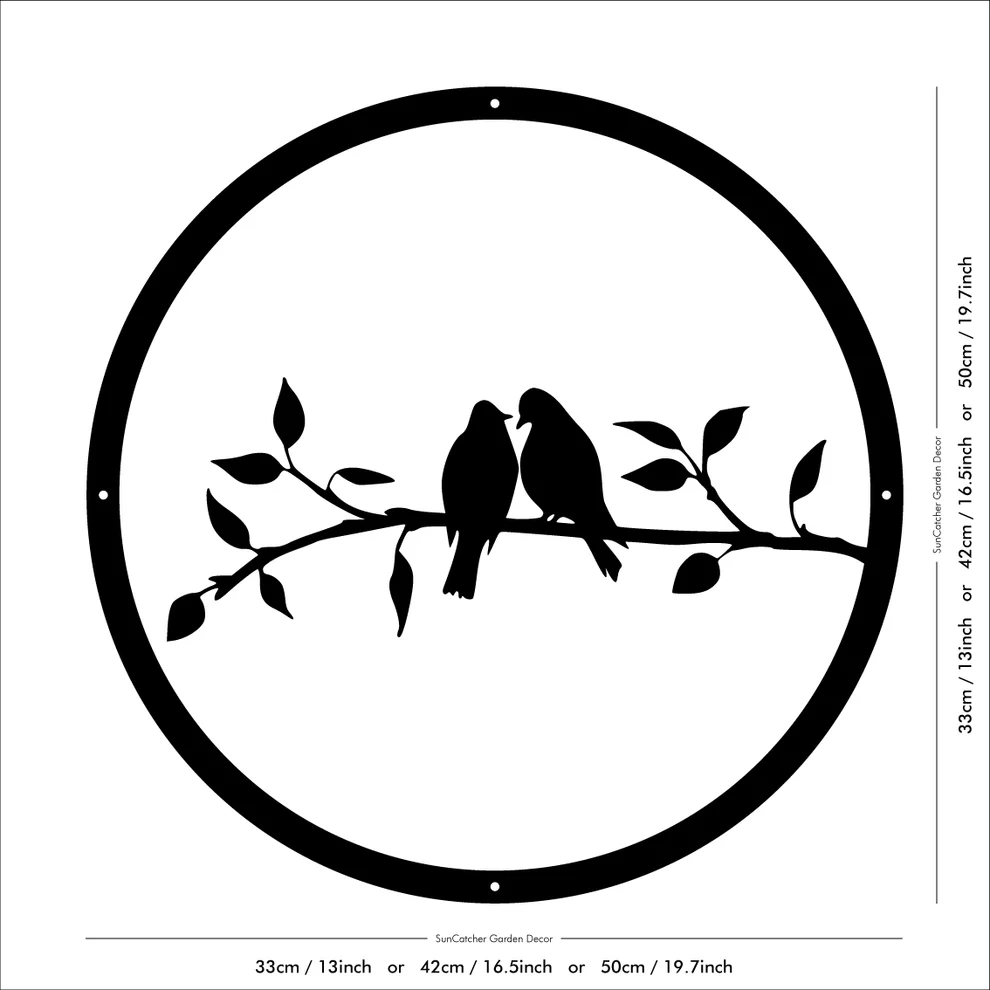Two Little Bird SunCatcher Round Garden Mirror - Image 3