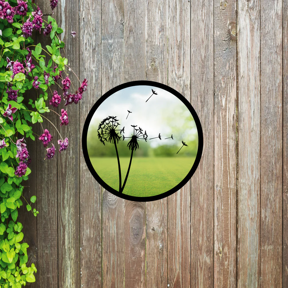 Dandelion in the Wind SunCatcher Round Garden Mirror