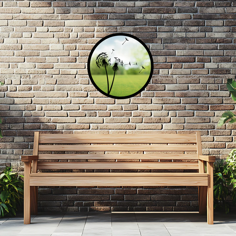 Dandelion in the Wind SunCatcher Round Garden Mirror - Image 4