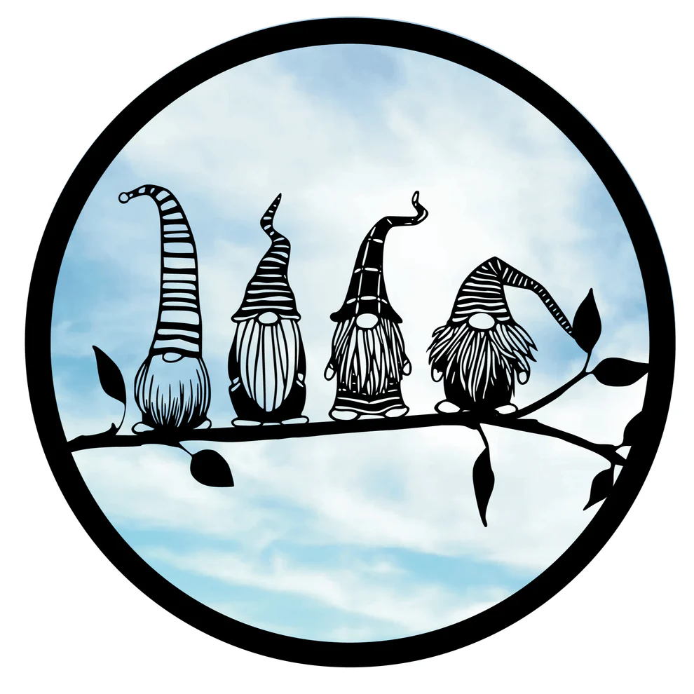 Four Friendly Gonks SunCatcher Round Garden Mirror - Image 4